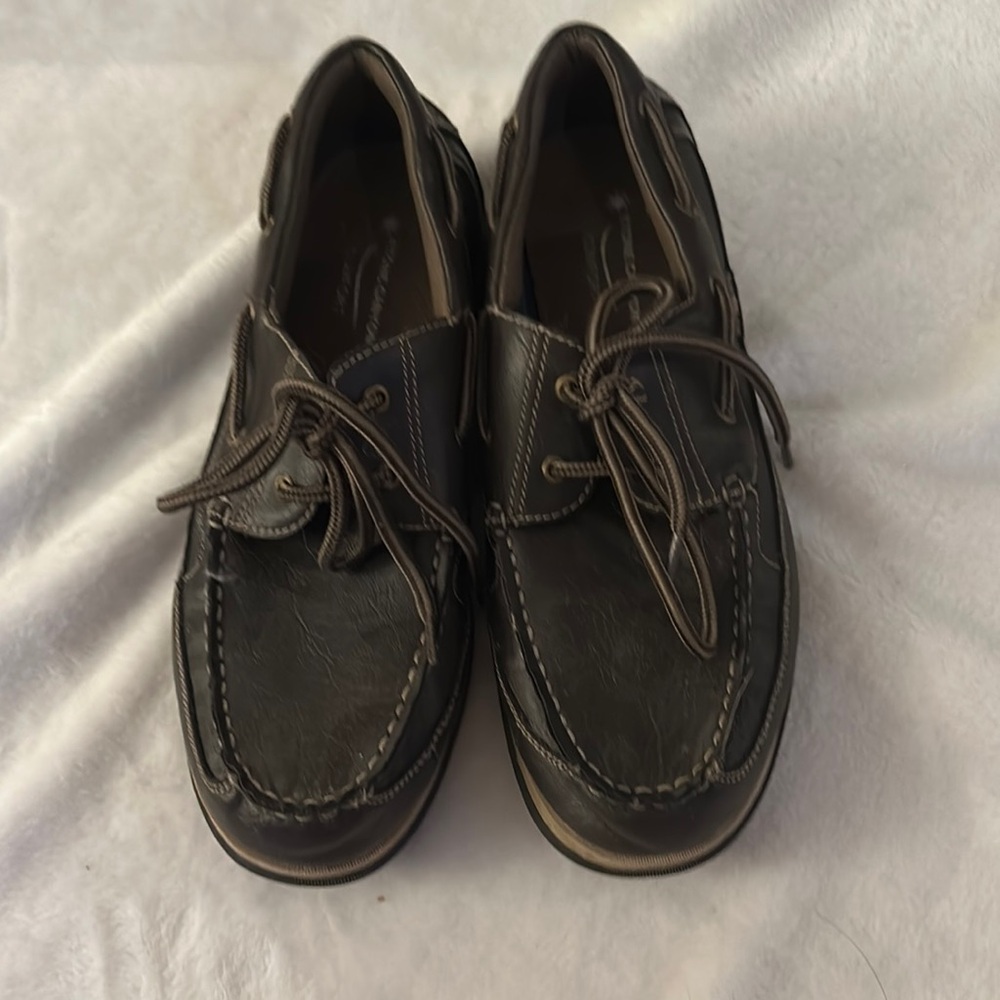 Stone Canyon Men's Black Leather Boat Shoes Size 9M